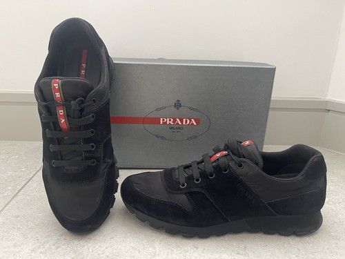 Prada mens black suede - black,