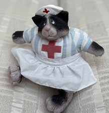 Russ Berrie Kathleen Kelly TLC Nurse Cat Red Cross Resin/Cloth