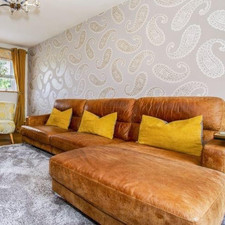 Sofa Chestnut Tan Leather settee L shaped corner 4+ Large Chaise end Chrome Feet