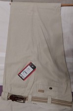 Mens Meyer Monza dark cream trousers size 40w/32l with belt brand new