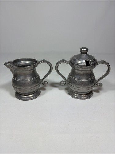 Vintage pewter cream and - vintage, sugar