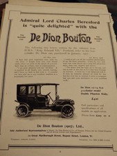 Sk232 Ephemera 1907 advert Motor Car De Dion Bouton 