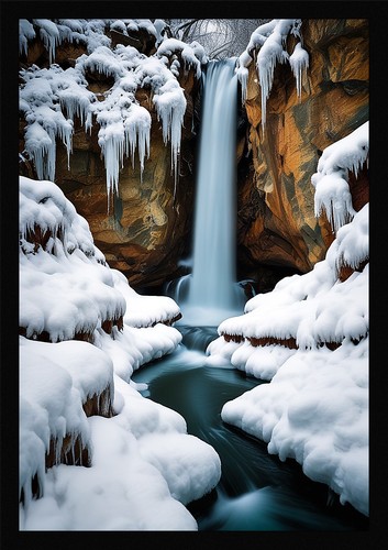 Waterfall beautiful framed - beautiful,