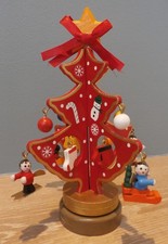 Vintage Miniature Wooden Christmas Tree with ornaments by Gisela Graham