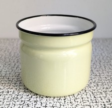 60s 70s Vintage Retro Pale Yellow Enamel Utensil Jar Pot Poland Habitat MCM