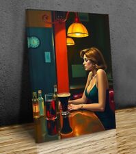 Lady in a Bar Hopper Inspired art mounted canvas print