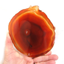 Orange Agate Slice with Quartz Crystal Large Banded Geode Slice 14cm x 13cm