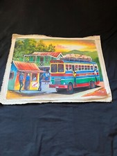 Vintage Original Painting of the Jamaican Countryside on  Canvas Signed.