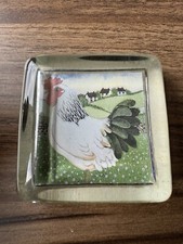 Vintage Sharon Jervis Cockerel Chicken Glass Paperweight 