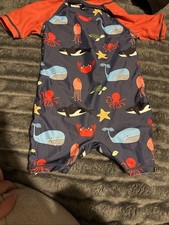 Baby Swimsuit for 9-12 Months Blue and Red Swimming Costume