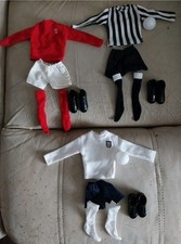 3x Action Man Football Kits, White, Red, Black & White Striped 40th/50th edition