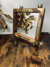 Vintage Wooden And Brass Mirror On Stand Desk Table Mirror Easel Style Rare