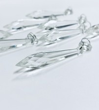 x6 Crystal Drop Chandelier Vintage Glass Droplets, Light Parts, Wedding Decor