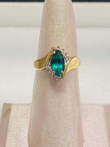 Emerald diamond 10k gold - 10k,