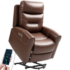 HOMCOM Overstuffed Riser and Reclining Chair with USB Ports, Brown