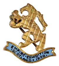 Vintage Old The Glasgow Empire Exhibition 1938 Metal Souvenir Brooch Badge