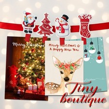 18x Christmas Wooden Pegs Card