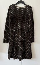 Orla Kiely Acorn Dress Wool Jersey Brown Black Size 10 Very Rare Long Sleeve