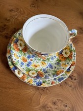 Vintage Marigold Chintz Range Trio Of Cup, Saucer & Side Plate By James Kent