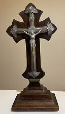 FRENCH ANTIQUE DATED 1929 ALTAR FREE STANDING CROSS CRUCIFIX