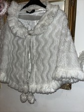 Pussycat London White Pom Pom Short Frill Edge Cape M