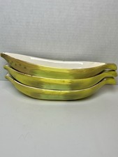 Set of 3 Vintage 1960's Banana Split Ice Cream Dishes Boats Banana Shaped EUC