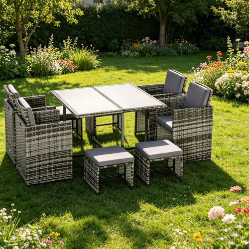 Rattan garden furniture cube - rattan,