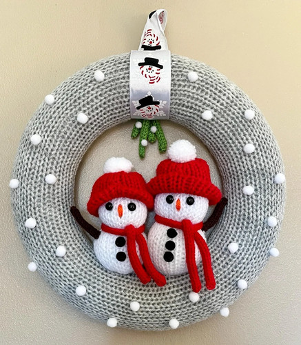 Christmas snowmen wreath - snowmen,