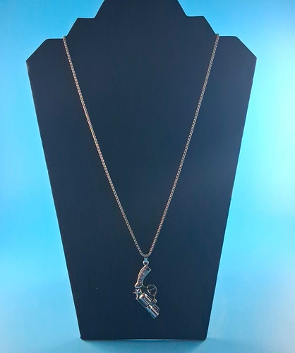 Silver tone revolver gun - gun, charm