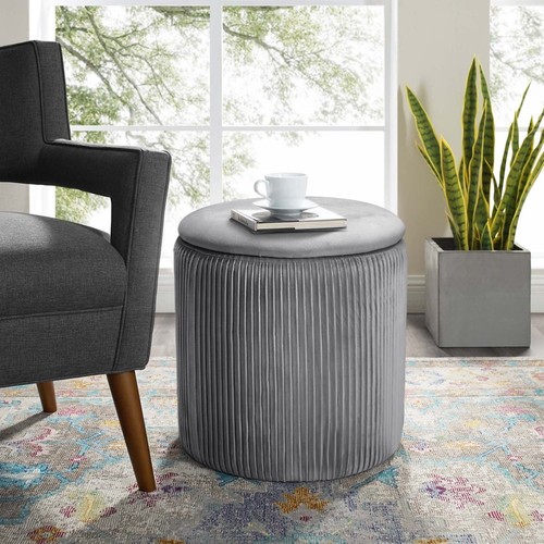 Pleated padded ottoman storage - pleated,