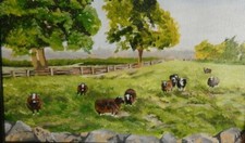Original Acrylic painting,Cheshire countryside, sheep, fields, peaceful