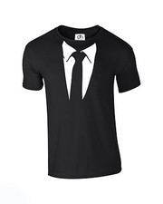 Suit and Tie TUXEDO T SHIRT Funny PRESENT Stag Fancy Dress Party (TIE,TSHIRT)