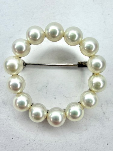 Mikimoto silver pearl brooch - pearl,