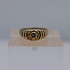 18CT YELLOW GOLD .20PTS ROUND BRILLIANT CUT DIAMOND SET ROLEX STYLE RING 8.76G