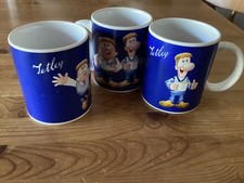 OFFICIAL TETLEY TEA FOLK BLUE CERAMIC MUGS X 3.