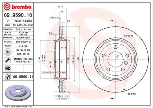 Brake disc internally - 2x,