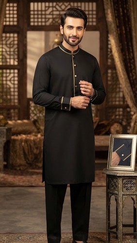 Men black pakistani shalwar - men's,