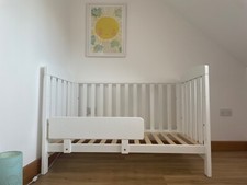 White Cot Bed/Toddler bed Boori Alice (birth to 5 years) + toddler guard panel