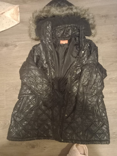 Next black shiny coat - size, 18