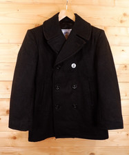 Vintage DSCP Wool Military Pea Coat Jacket 40 Reg Black