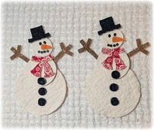 Vintage Cutter Quilt Snowmen Applique Cut Outs Die Cuts Ornaments Big 9" Tall