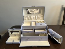 M&S Jewellery Case With Two Extra Items   Locking Key   Lilac Covering