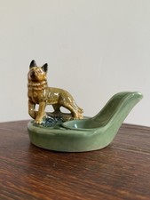 Vintage Wade German Shepherd Green Pipe Stand