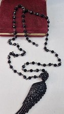 Butler and Wilson black beaded Angel wing necklace Long VGC Halloween Goth