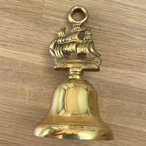 Brass bell with sailing - with, ship