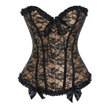 Plus Size S-6XL Women Brocade Overbust Boned Corset Top Basque Dress Underbust