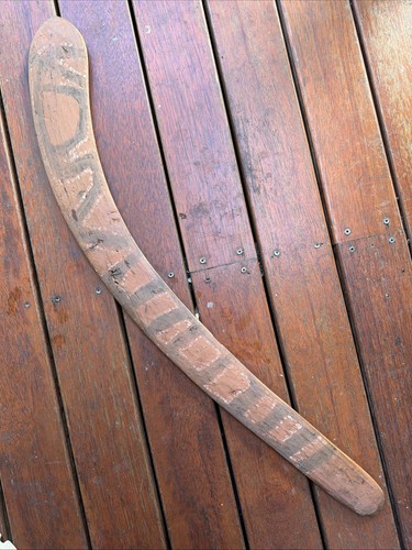 Old aboriginal boomerang with - old,