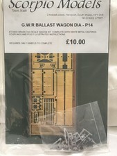 SCORPIO MODELS  KITS O GAUGE 7mm GWR BALLAST WAGON KIT Dia P14