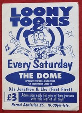 LOONY TOONS @ TUFNELL PARK DOME, LONDON legendary indie night flyer c1993