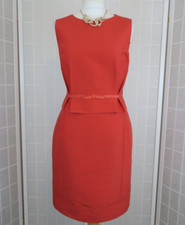 Fenn Wright Manson Dress Size 12 Coral Peplum Sleeveless Pencil Peplum Waist